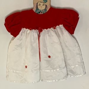 Vintage Sweet Blossoms red velvet and white organza dress with bloomers